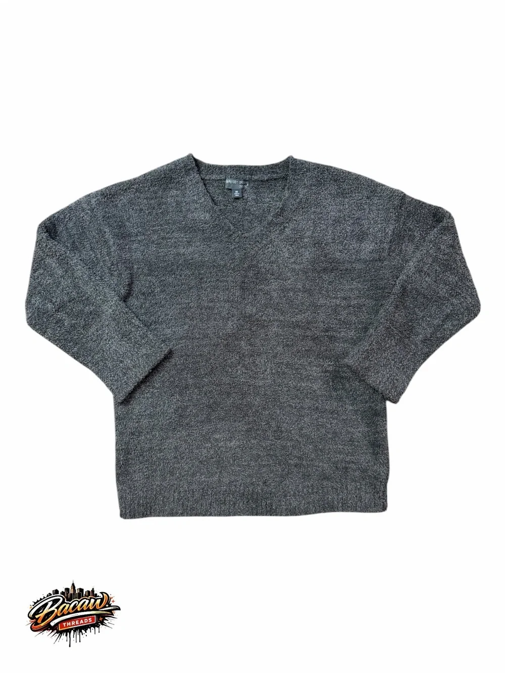 Barefoot Dreams CozyChic Men's Charcoal Gray V-Neck Sweater